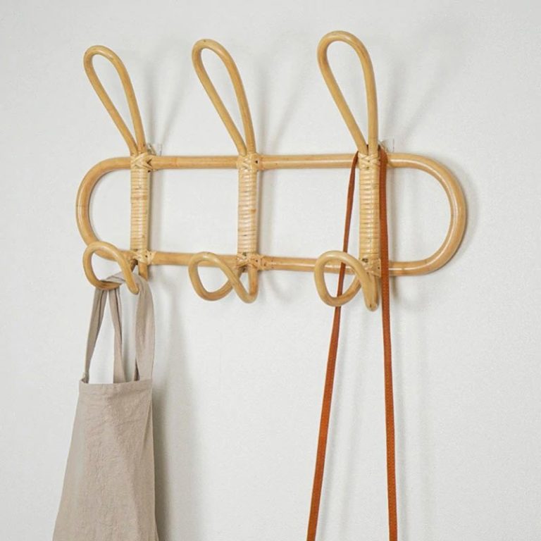 Porte-manteau Enfant En Rotin Naturel - Style Vintage - Pour Chambre Ou Entrée