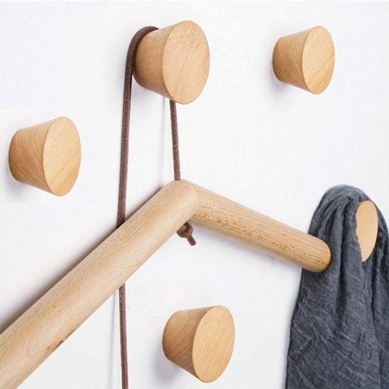 10 Crochets Mural En Bois Noir - Porte-manteau Pour Manteaux, Sacs, Chapeaux - 2