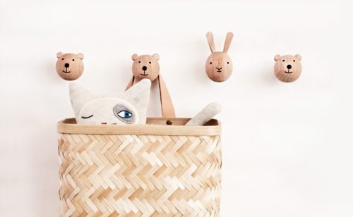 Patère Enfant 4 Têtes Animaux Sauvages - Bois Et Pin - 55 Cm - Atmosphera Wild