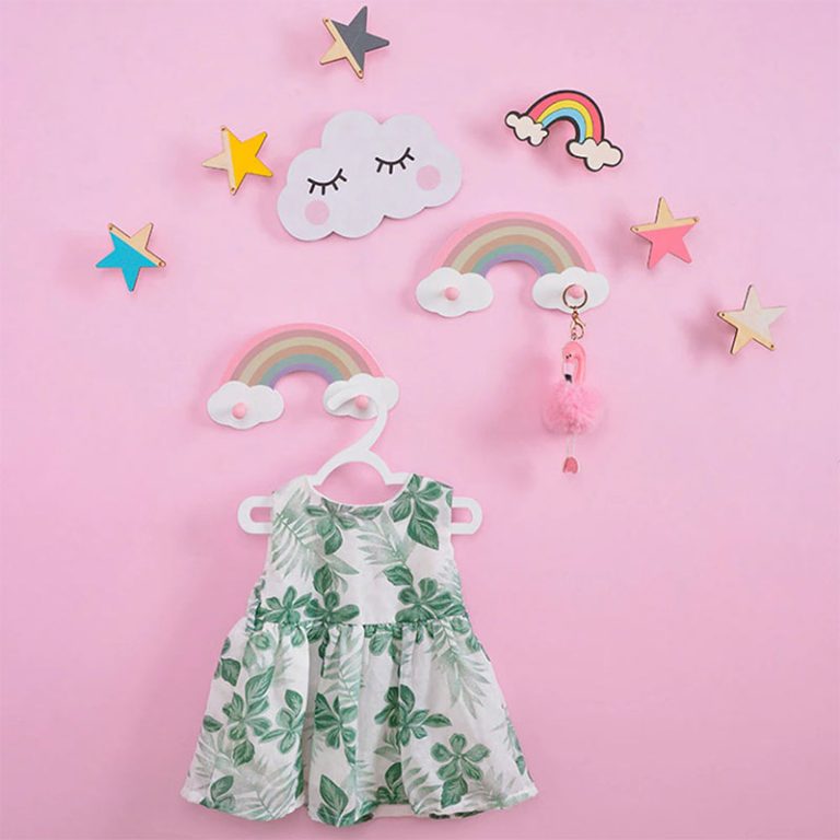 Porte-manteau Enfant Kindsgut Arc-en-Ciel - Bois Avec 4 Crochets - Design Pastel - Pour Chambre D'Enfant