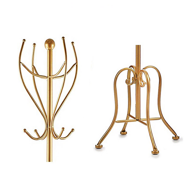 Porte-manteau Sur Pied Doré Avec étagères - Support Chapeaux, Vêtements - Base Marbre Stable, Hauteur 170 Cm - Capacité 158 Kg