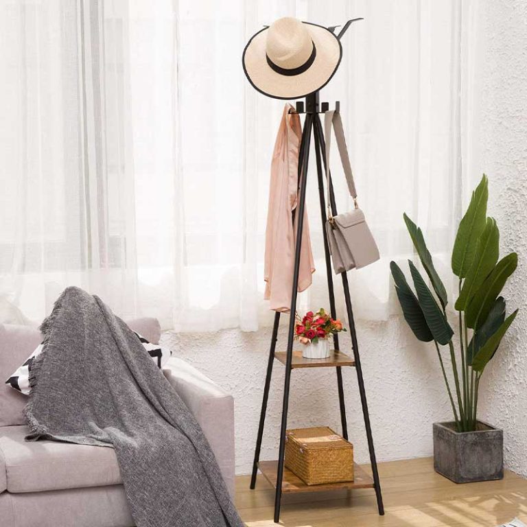 Porte-Manteau Mural Vertical SUYUDD Avec Crochets Pivotants Réglables - Métal Moderne Pour Chapeaux, Vestes Et Sacs
